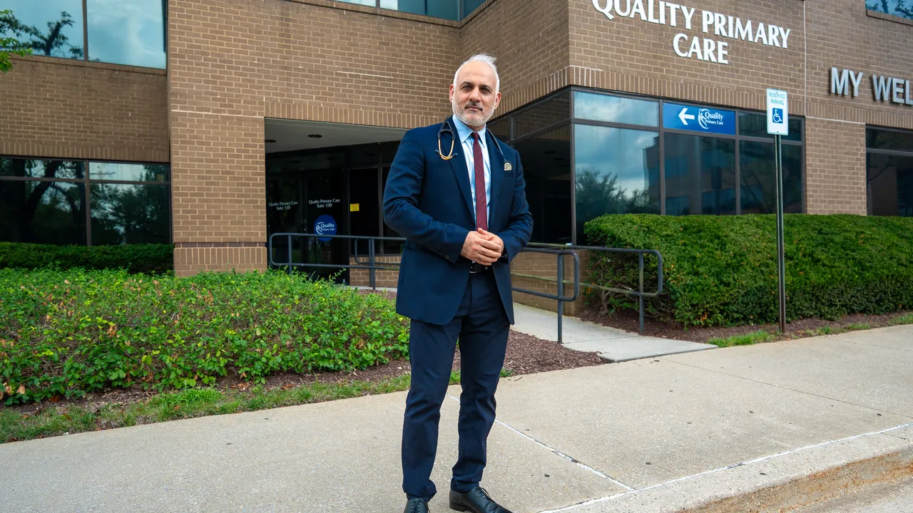 Dr. Suresh Malik outside the Quality Primary Care Associates office in Gaithersburg