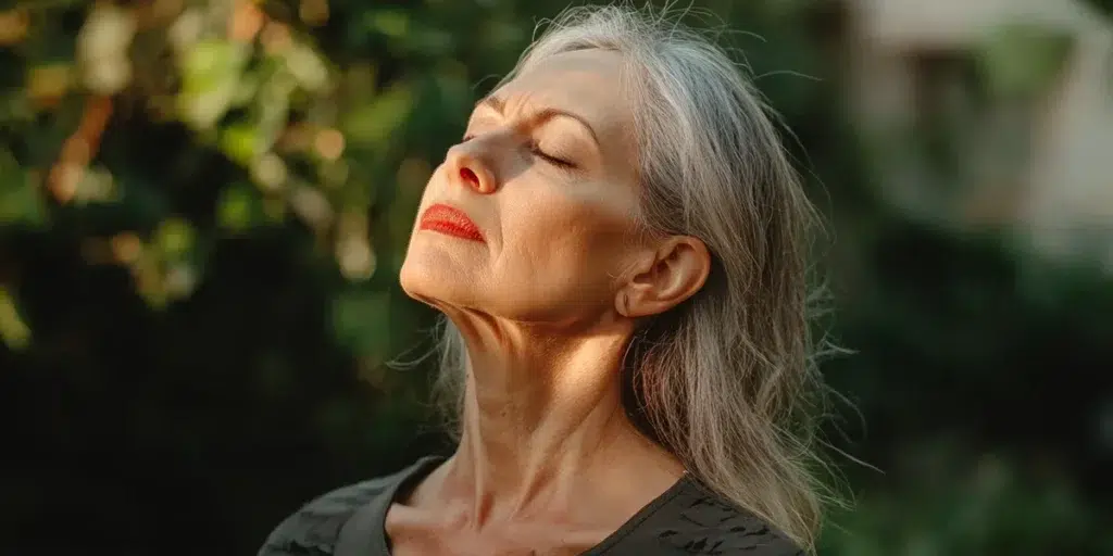 Woman enjoying sunlight outdoors